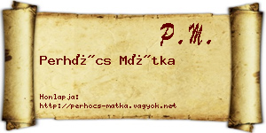 Perhócs Mátka névjegykártya